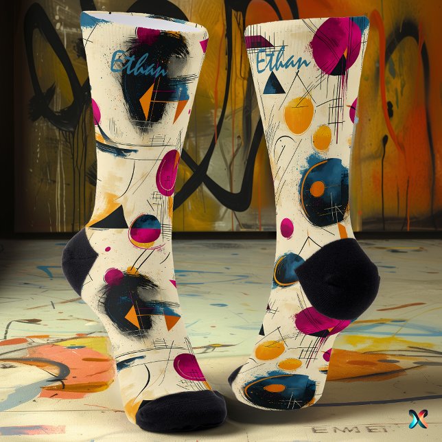 Lebhafte Abstrakte Socken in Magenta, Orange und M (Von Creator hochgeladen)