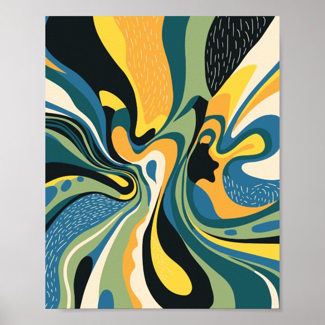 Lebhafte Abstrakte Swirl Art Poster (Vorne)