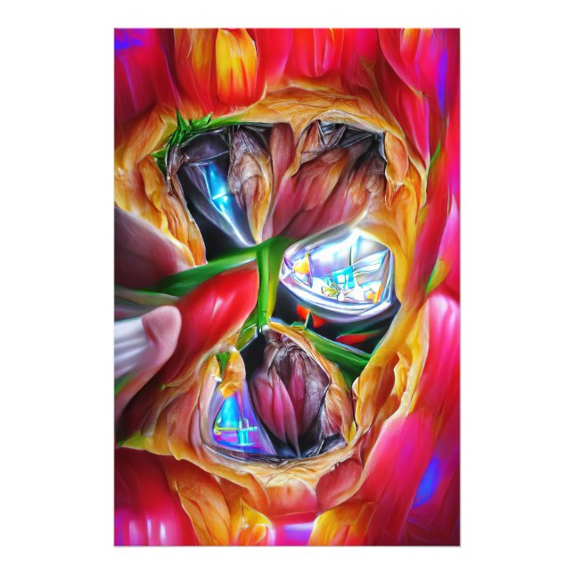 Lebhafte Abstrakte Tulip Reflections Fotodruck (Vorne)
