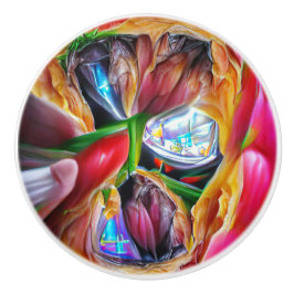 Lebhafte Abstrakte Tulip Reflections Keramikknauf
