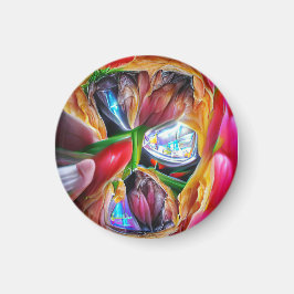 Lebhafte Abstrakte Tulip Reflections Magnet