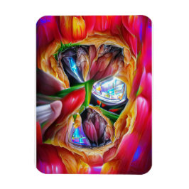 Lebhafte Abstrakte Tulip Reflections Magnet