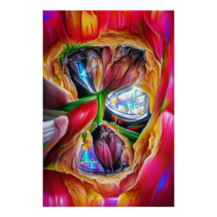 Lebhafte Abstrakte Tulip Reflections Poster
