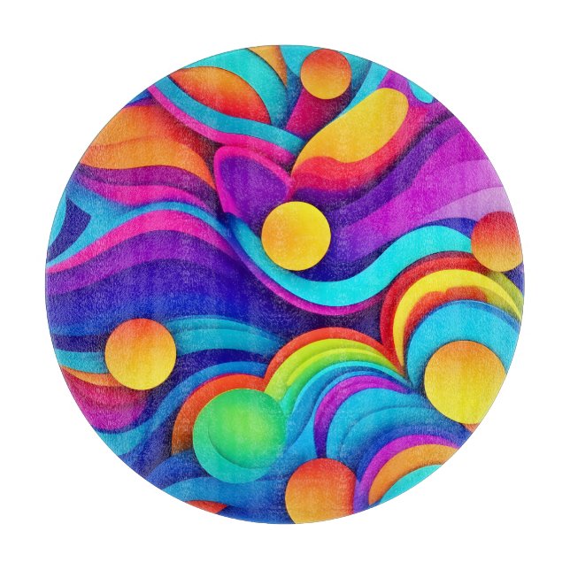 Lebhafte Abstrakte Wave Art Schneidebrett (Vorderseite)