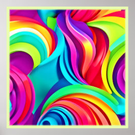 Lebhafte Abstrakte Waves in dynamischer Farbe Poster