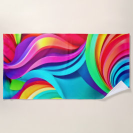Lebhafte Abstrakte Waves in dynamischer Farbe Strandtuch