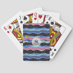 Lebhafte Abstrakte Wavy-Linien mit Polka-Punkten Spielkarten