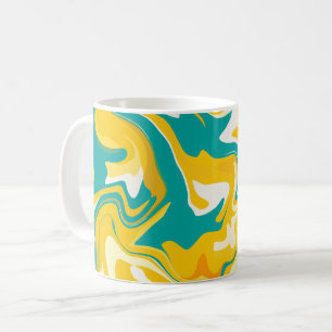 Lebhafte Abstrakte Wellen in Gelb und Türkis Kaffeetasse
