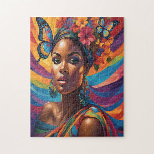 Lebhafte afrozentrische Frauen und Schmetterlinge Puzzle