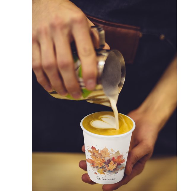 Lebhafte Ahornwasserfarbe für den Herbst Pappbecher (Von Creator hochgeladen)