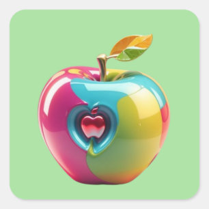 Lebhafte Apple Art Quadratischer Aufkleber