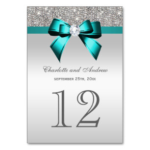 Lebhafte Aquamarine blaue Imitate Diamant Bow Silv Tischnummer