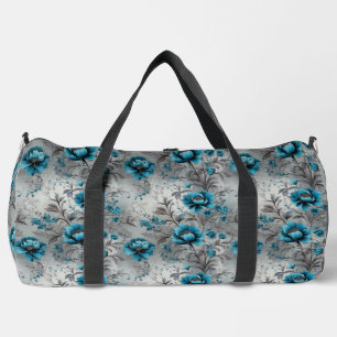 Lebhafte Aquamarine Blue Floral Duffel Tasche