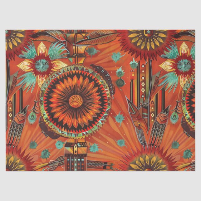 Lebhafte Aquamarine "komplizierte Echos"-Mustertep Seidenpapier (Vorderseite)