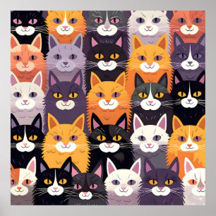 Lebhafte Artwork mit gelben, schwarzen und weißen  Poster