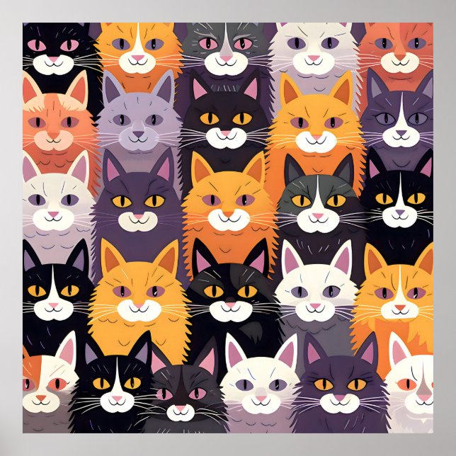 Lebhafte Artwork mit gelben, schwarzen und weißen  Poster (Vorne)