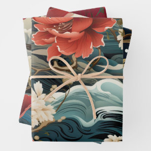Lebhafte, asiatisch Inspiriert Geschenkwrap für Fl Geschenkpapier Set