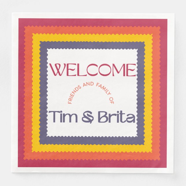 Lebhafte, aufeinander abgestimmte Farben mit Lila Serviette (Vorderseite)