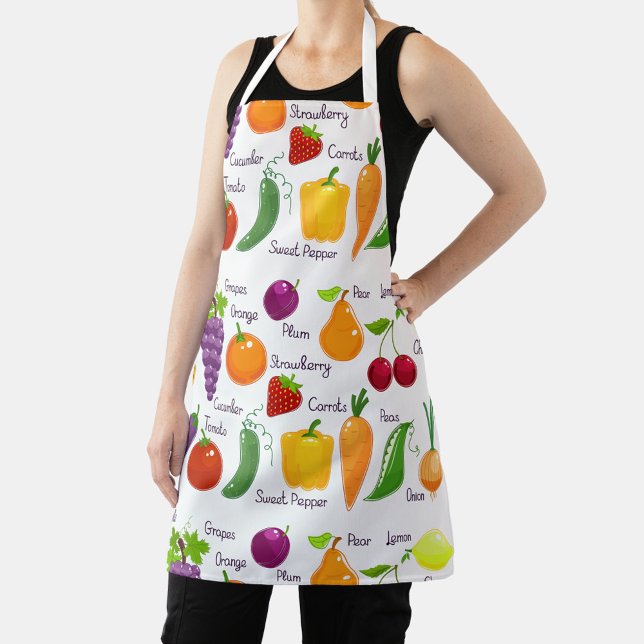 Lebhafte Aufnahmen von Obst und Gemüse Schürze (Size: All-Over Print Apron, Medium 26"x30")