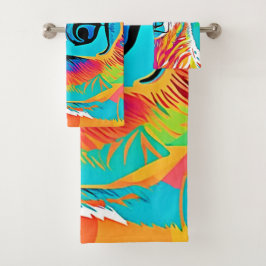 Lebhafte Bärenköpfe Badhandtuch Set