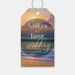 Lebhafte Beach Background Imitate Glitzer Hochzeit Geschenkanhänger