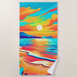 Lebhafte Beach Sunset Art Strandtuch