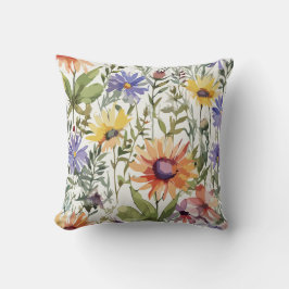 Lebhafte Beauty | Aquarell-Wildblume dekorativ Kissen