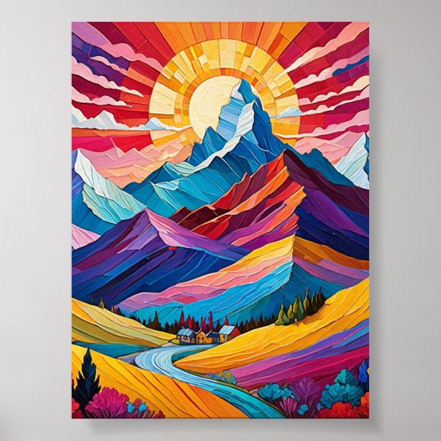 Lebhafte Berge Sonnenaufgang Landschaft Art Poster (Vorne)