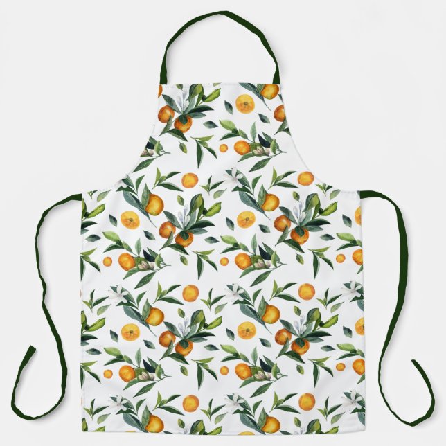Lebhafte Blätter der weißen Blume Citrus Hell Somm Schürze (Vorderseite)