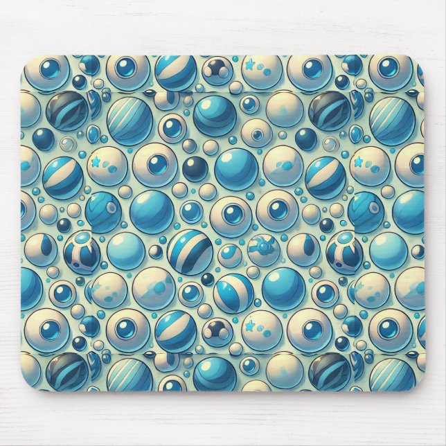 Lebhafte blau-weiße Dekorationsräume Mousepad (Vorne)