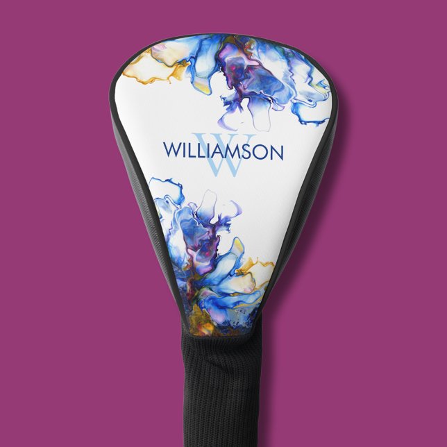 Lebhafte blaue Abstrakte Fluid Art Golf Headcover (Abstract fluid art personalized golf head cover)