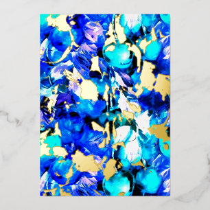 Lebhafte blaue abstrakte Kunst mit Füllen Folien Feiertagskarte