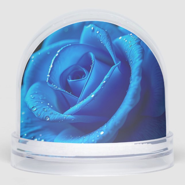 Lebhafte blaue Rose mit Wasserfällen Schneekugeln (Vorderseite)