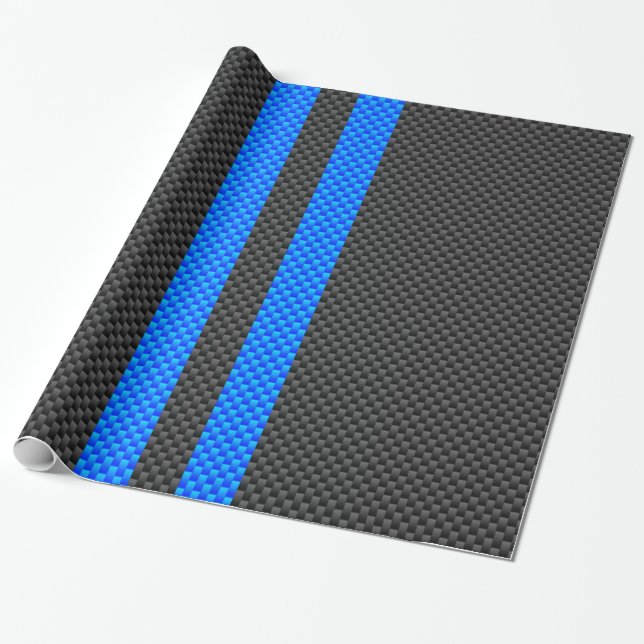 Lebhafte blaue Streifen für die Racing-Ausführung  Geschenkpapier (Ungerollt)