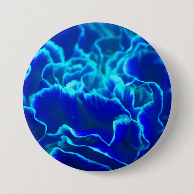Lebhafte blaue und Aquamarine Carnation-Blume Button (Vorderseite)
