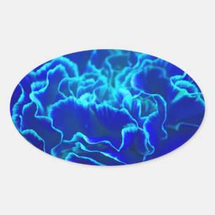 Lebhafte blaue und Aquamarine Carnation-Blume Ovaler Aufkleber