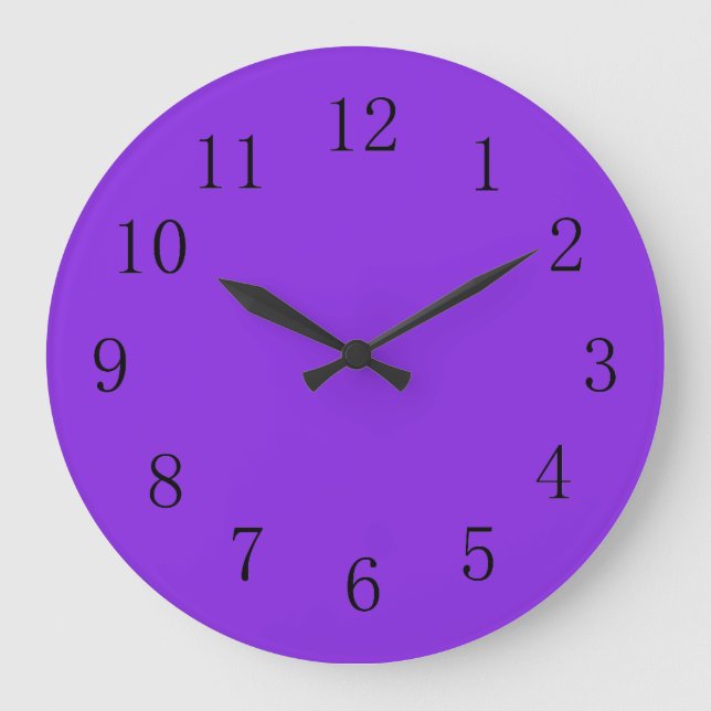 Lebhafte blaue Violette, solide Farbe Große Wanduhr (Vorderseite)