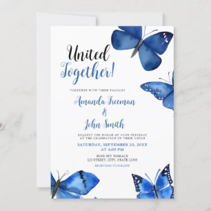 Lebhafte Blue Butterflies Chic Wedding Einladung