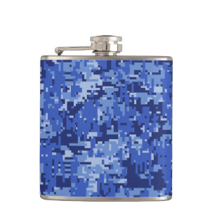 Lebhafte Blue Digital Camouflage Camouflage Textur Flachmann