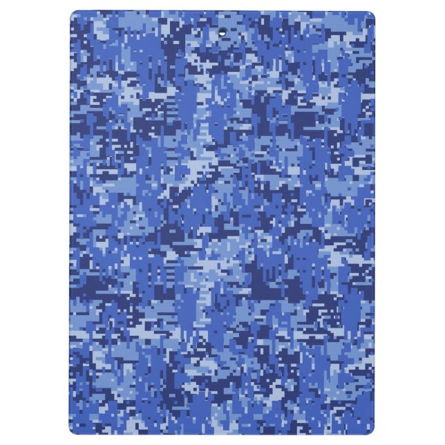 Lebhafte Blue Digital Camouflage Camouflage Textur Klemmbrett (Rückseite)