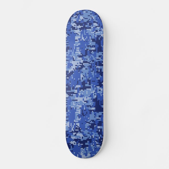 Lebhafte Blue Digital Camouflage Camouflage Textur Skateboard (Vorderseite)