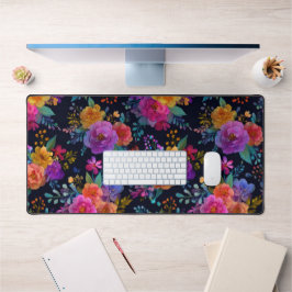 Lebhafte Blume auf dem Schwarzen Elegant Vintag Schreibtischunterlage