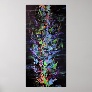 Lebhafte Blume auf Schwarzweißdruck Poster