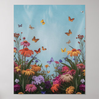 Lebhafte Blume in einem Gartenposter Poster