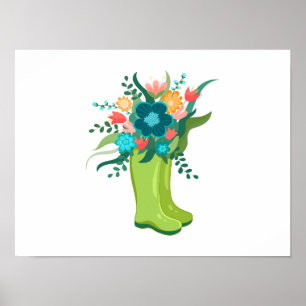 Lebhafte Blume in Grünen Stiefeln Poster
