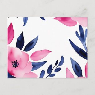 Lebhafte Blume in Rosa und Wasser Postkarte