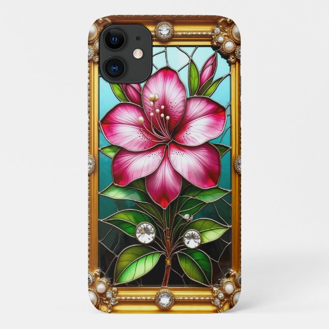 Lebhafte Blume Ornately Gerahmt Case-Mate iPhone Hülle (Rückseite)