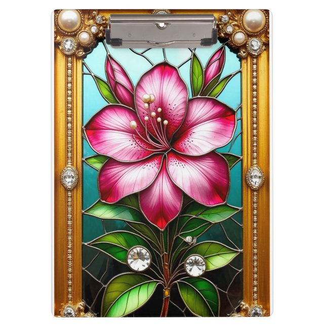 Lebhafte Blume Ornately Gerahmt Klemmbrett (Vorderseite)