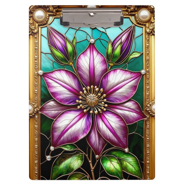 Lebhafte Blume Ornately Gerahmt Klemmbrett (Vorderseite)