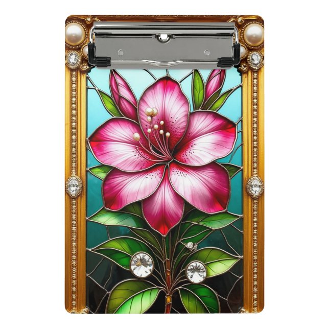 Lebhafte Blume Ornately Gerahmt Mini Klemmbrett (Vorderseite)